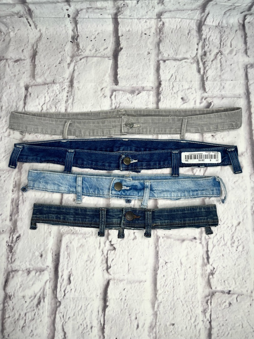Jean Waistbands denim Fabric for Sewing & DIY upcycling set of 4
